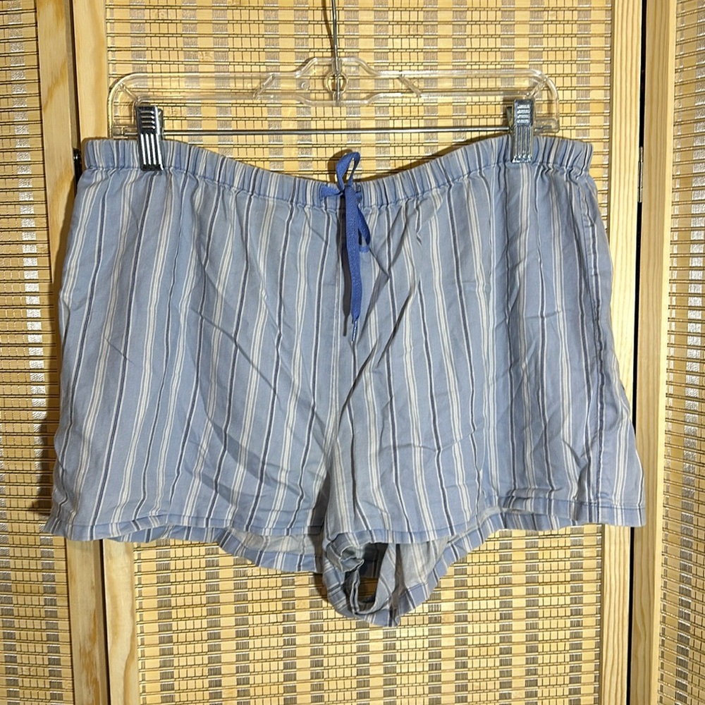 Victoria's Secret Vintage Y2K Blue White Striped Sleep Shorts 100% Cotton Medium
